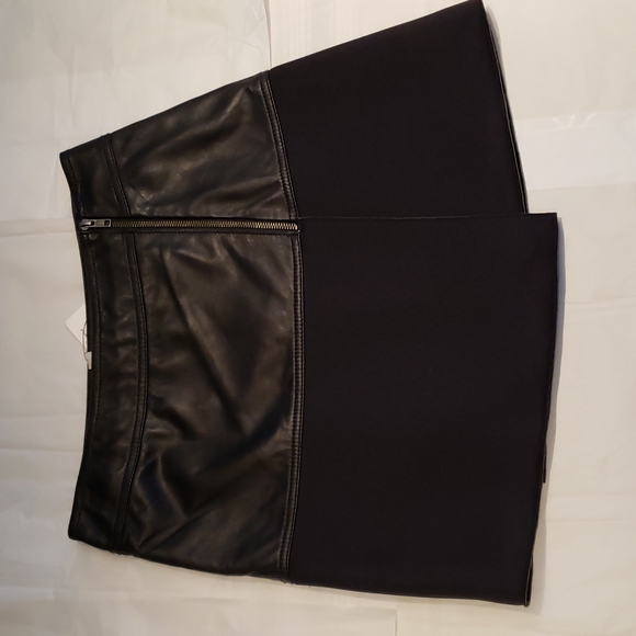 Halogen/NORDSTROM New Genuine LEATHER Wrap Scuba Moto SKIRT Sz 4 Business Black - Picture 7 of 15